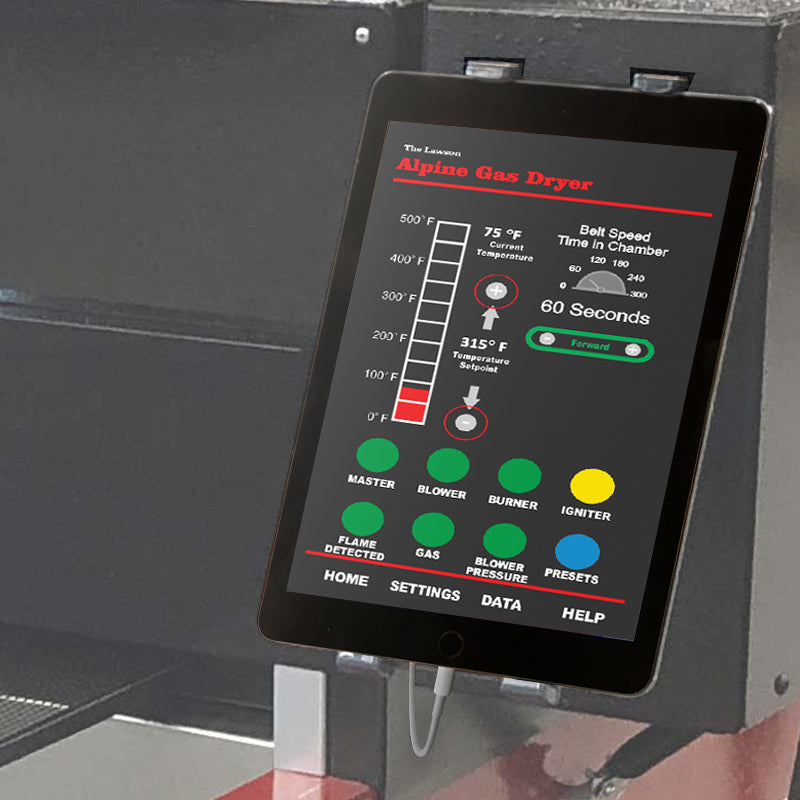 Alpine Gas Textile Conveyor Dryer ipad control interface