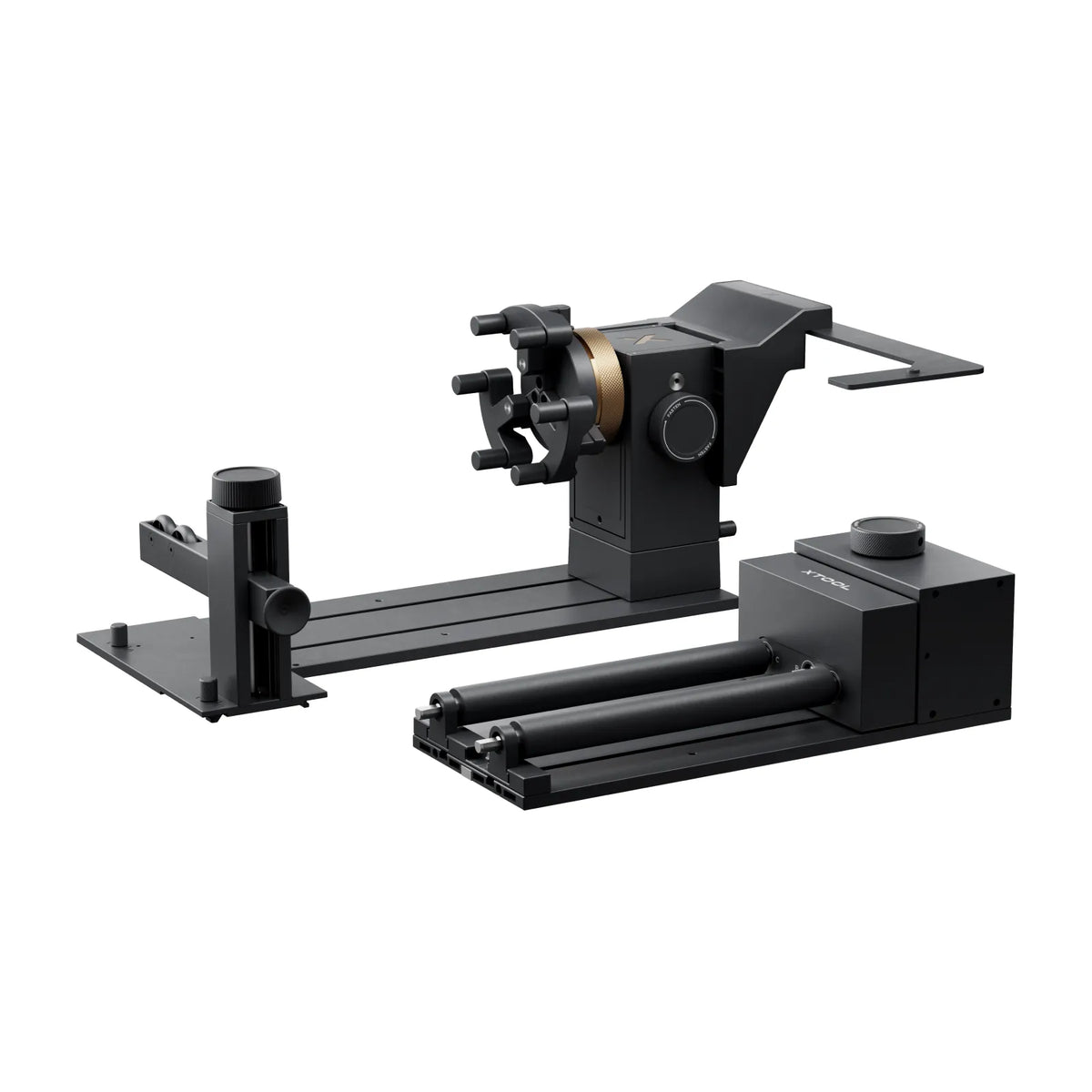 Black metal machine tool on a white background