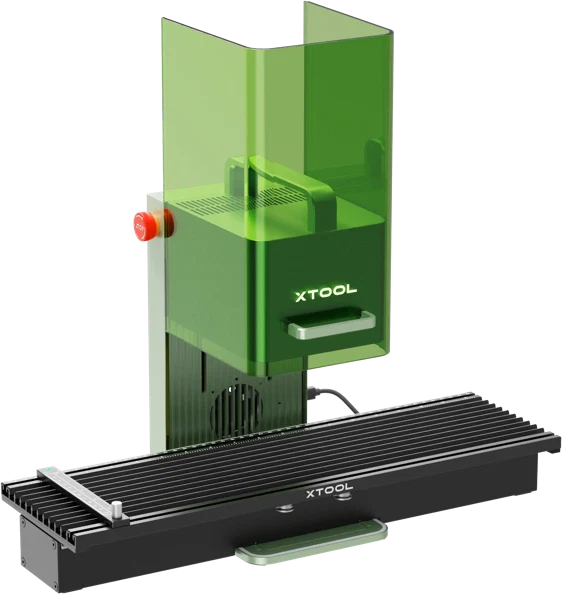 xTool F1 Mint Green laser engraver mounted on the xTool F1 Slide Extension for expanded workspace.