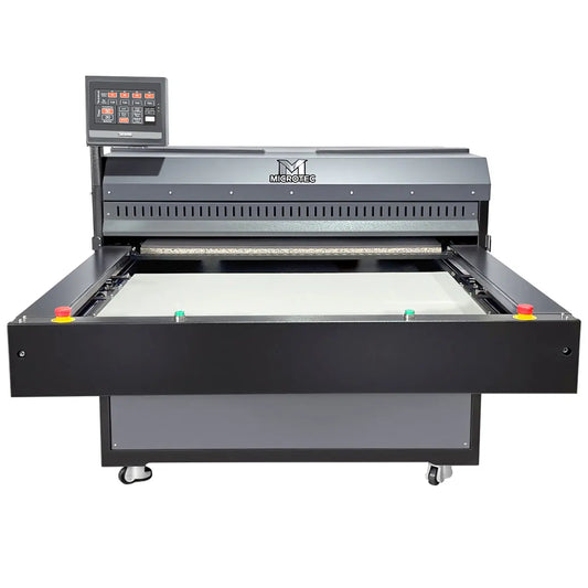 Large industrial laser cutting machine on a white background