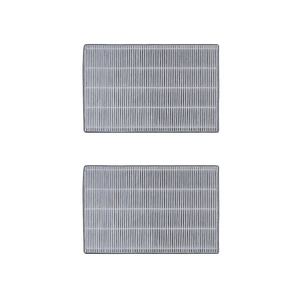 Two rectangular carbon air filters stacked vertically on a white background