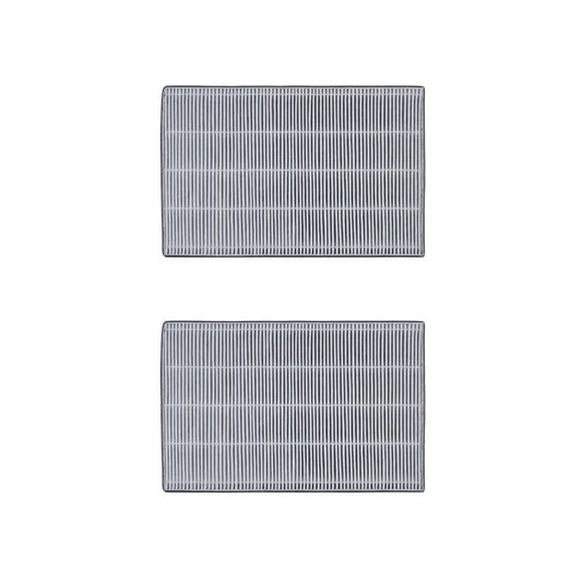 Two rectangular carbon air filters stacked vertically on a white background