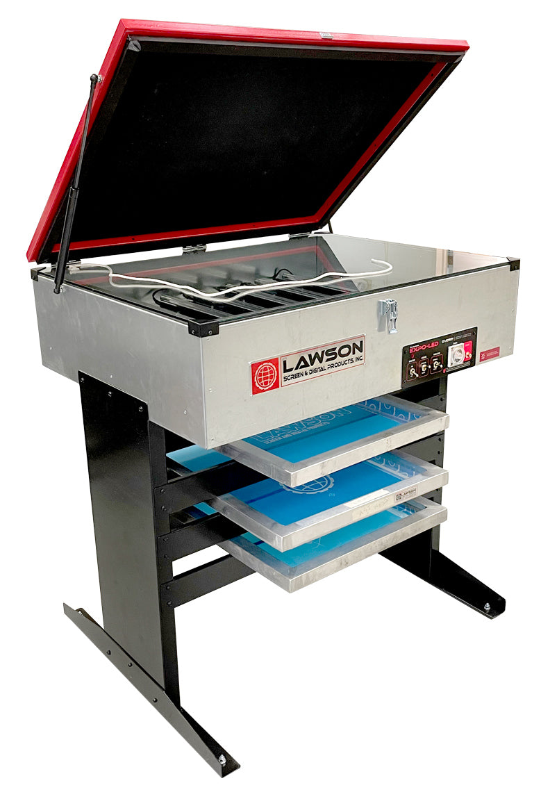 Expo-LED Model 2431 with Floor Stand for exposing screen printing frames and images.