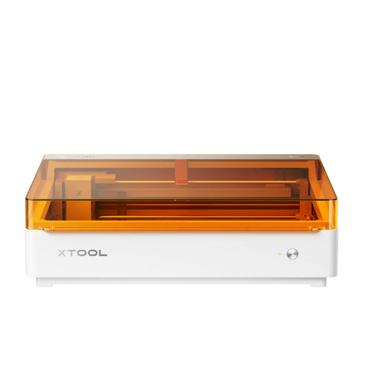 XTOOL device with orange transparent cover on a white background