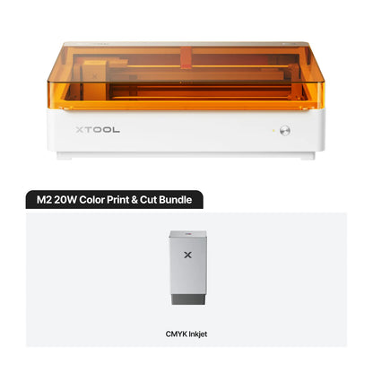 XTOOL M2 20W Color Print & Cut Bundle with CMYK Inkjet on a white background