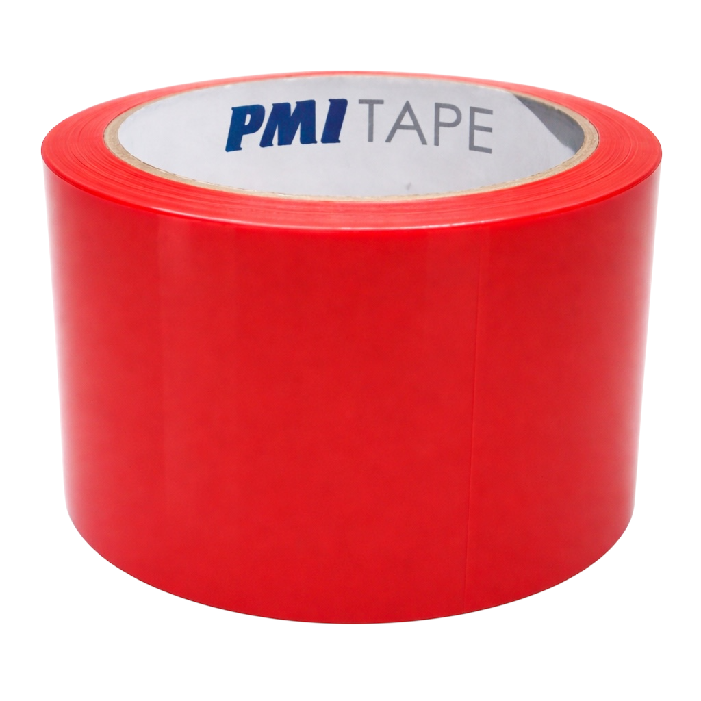 Red tape roll with 'PMI Tape' label on a white background