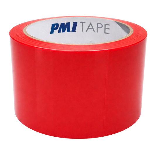 Red tape roll with 'PMI Tape' label on a white background