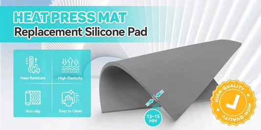 Heat press mat replacement silicone pad with features on a white background