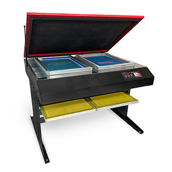 Plastic sealing machine with a transparent lid on a white background