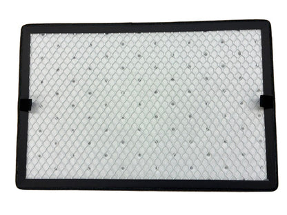 Rectangular air filter with a black frame and mesh screen on a white background.