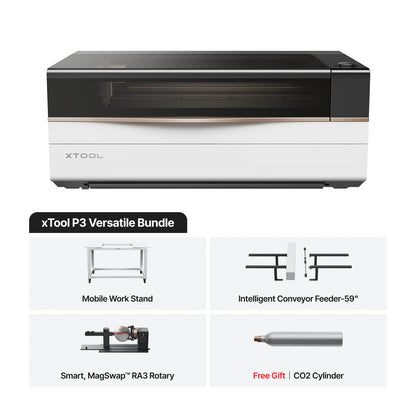 xTool P3 Versatile Bundle with components on a white background