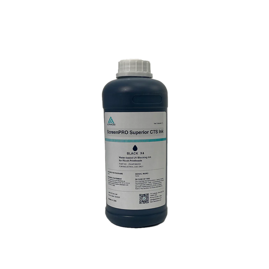 ScreenPRO Superior CTS Ink Black X4 water-based UV blocking ink bottle for screen printing