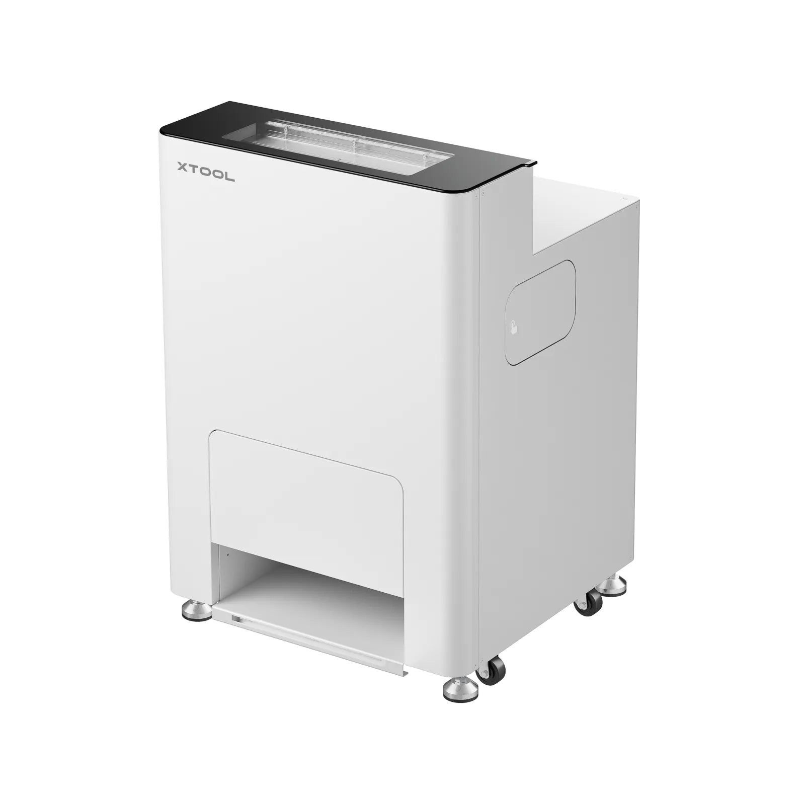 xTool Automatic Shaker Oven Machine for DTF printing, featuring a compact white enclosed design with wheels, a black top-loading lid, and the xTool logo on a white background.