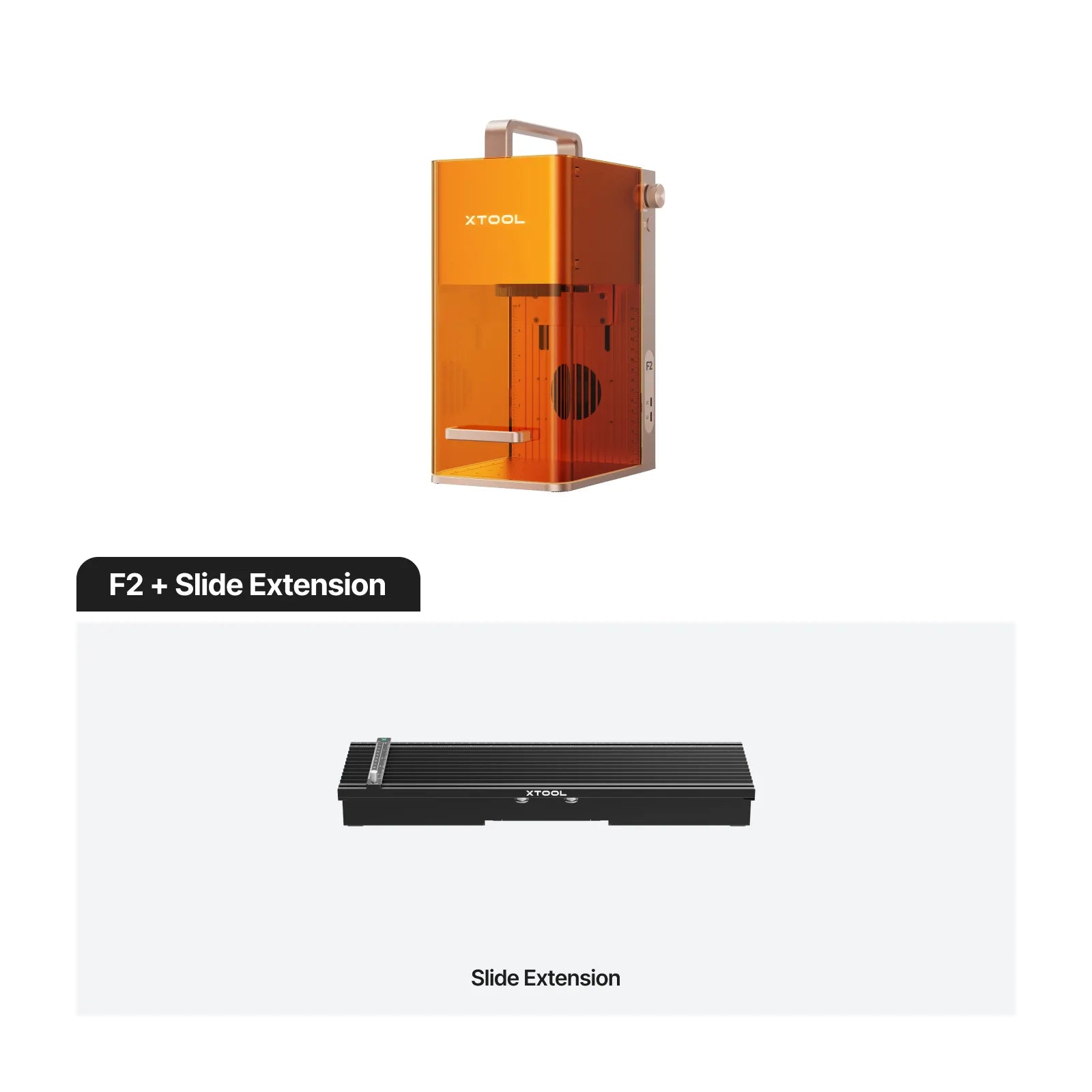 Orange slide extension and black slide extension on a white background