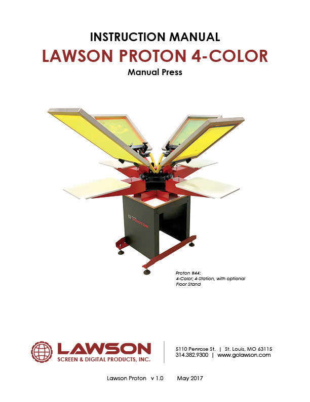 Manual Screen Printing Press Instruction Manuals – Lawson Screen & Digital  Products